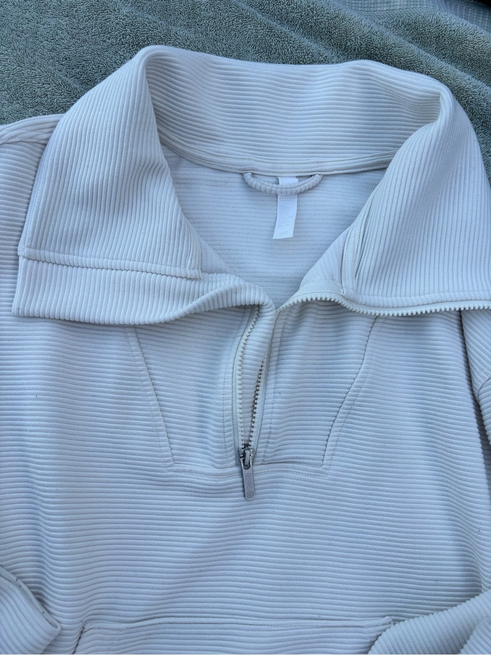 Zella Cream Quarter-Zip Ribbed Pullover - Picture 3 of 6